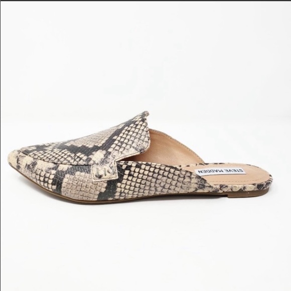 Steve Madden SNAKE PRINT LEATHER MULES Slides - Picture 3 of 5